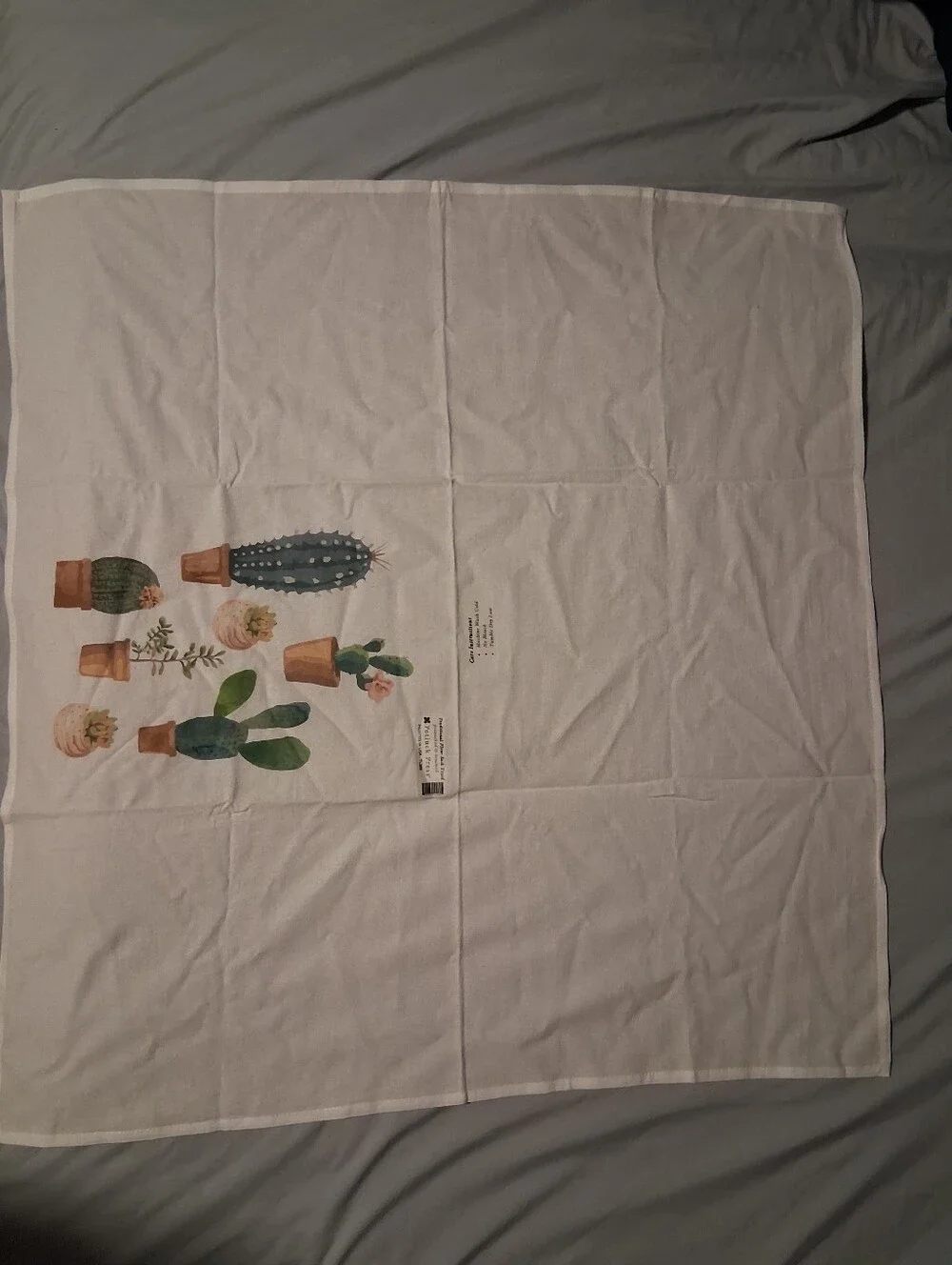 Botanical Cactus Print Flour Sack Towel - White Green & Terracotta